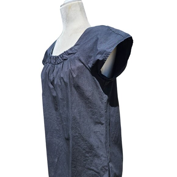 Mossimo Womens Medium Black Bubble Hem Dress Short-Sleeve Exposed Zipper Pockets - Picture 2 of 8